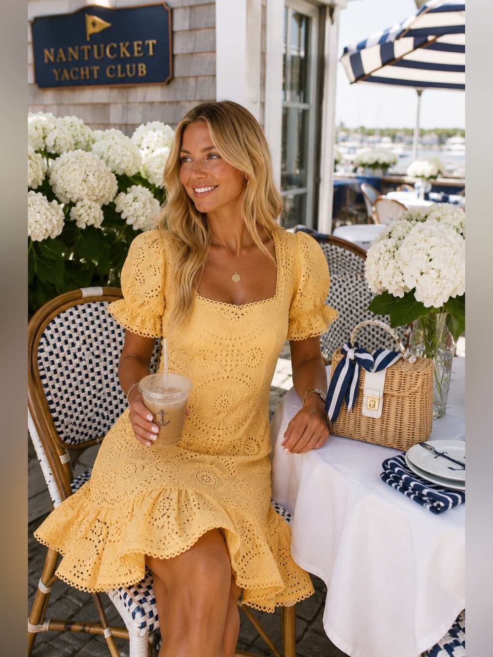 Jonathan Simkhai “Meg” Eyelet Puff Sleeve Dress ~ Sz 8 ☀️ Summer Vacation Chic